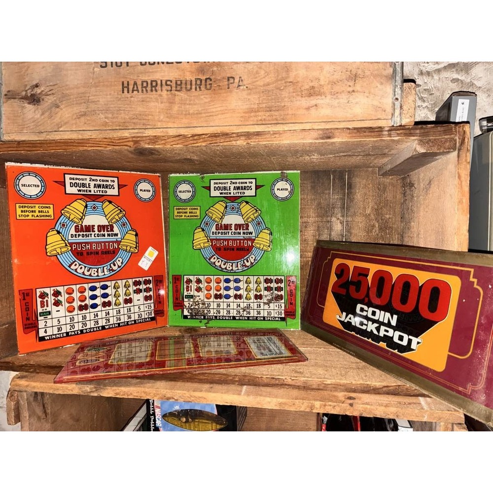 Vintage Collection Glass1940s 50s Double-Up Gambling Panels Jackpot Game Unique
